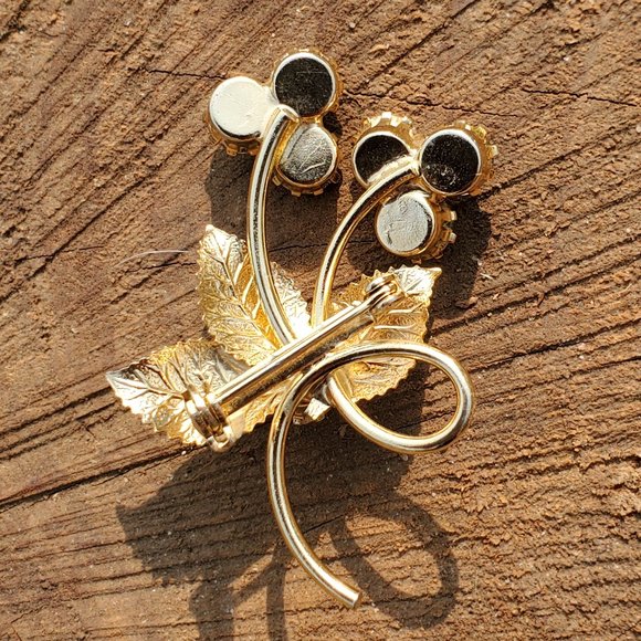 STUNNING Two Flower Clear Rhinestone Brooch/Pin - Picture 2 of 7